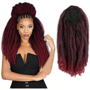 PERRUQUE - POSTICHE 18Inch Afro Kinky Curly Ponytail Clip In Wavy Pony