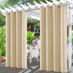 Rideaux Extérieur Imperméables Occultants 132 X 274 Cm Gris Foncé - Isolants Pour Pergola, Terrasse, Gazebo