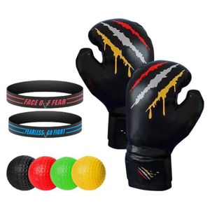 SAC DE FRAPPE Le noir - Balle réflexe de boxe avec bandeaux, parfaite pour la réaction, gants de boxe, karaté, Kickboxing,