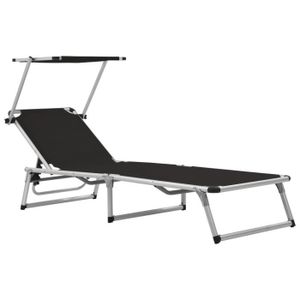 CHAISE LONGUE DIOCHE Chaise longue pliable avec auvent Aluminium et textilène Noir - YW Tech DIO7734920837349