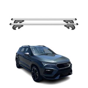 Barres De Toit Turtle Alu Noir Pour Seat Ateca KH7 (2016-2023) - Rails Ouverts - Charge 75kg - Neuf