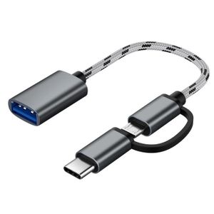 CÂBLE TÉLÉPHONE Grey -Câble Micro USB mâle vers USB 3.0 et femelle