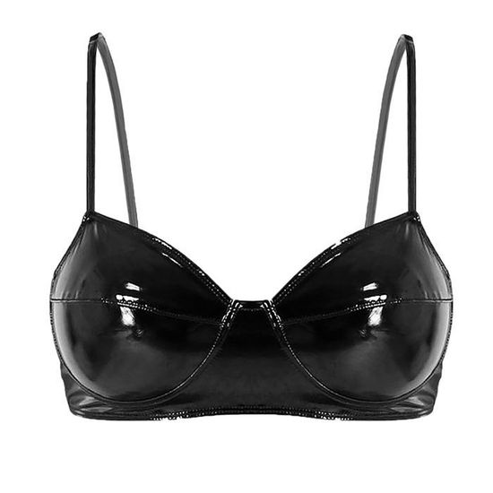 Débardeur Femme En Cuir Synthétique Effet Mouillé - Ouvert, Fermeture éclair, Pour Soirée Club - 9