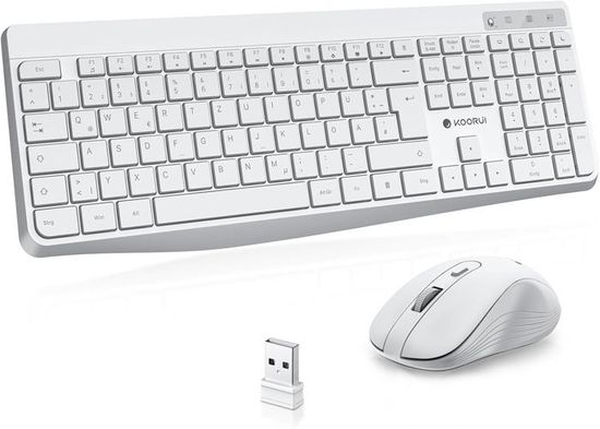 Trust Ymo II Ensemble Clavier Souris Silencieux Sans Fil QWERTZ Allemand - Touches Plates, Anti-éclaboussures, Souris Ambidextre 800-1600 DPI, Idéal Pour Bureau Et Maison