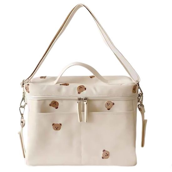 Sac à langer multifonctionnel élégant pour poussette, petit sac de rangement réutilisable pour lingettes, sac à langer universel, sac léger ( ours