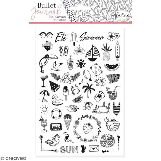 Tampons clear Stampo Bullet Journal - Eté - 52 pcs