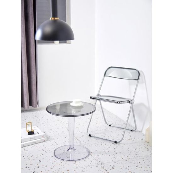 Lot de 6 chaises acryliques transparentes pliantes - Blanc - Chaise de maquillage pour salle à manger et bureau