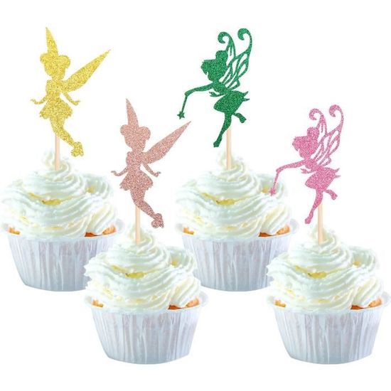 Gyufise Lot De 36 Décorations De Cupcakes Oh Baby Avec Nœud Bleu Rose Doré Pailleté Pour Fête Prénatale