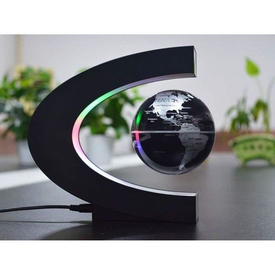 Créatif Globe Terrestre Lumineux Flottant Magnétique Levitation Globe Lamp avec Lumières LED et Base en forme C