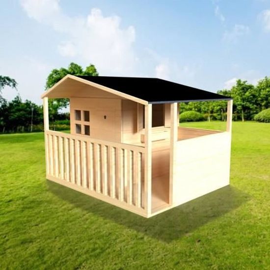 maison enfant cottage avec terrasse version brute a peindre avec toit goudron cabane enfant cdiscount jeux jouets