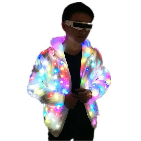 Cape De Noël Lumineuse LED Rouge Et Verte - Velours Doux - Pour Déguisement, Fête, Cosplay - Taille Adulte/enfant
