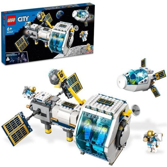 LEGO® 60349 City La Station Spatiale Lunaire, Ensemble Inspiré de la NASA, Jouet sur l'Espace, avec Astronautes, Enfants 6 Ans