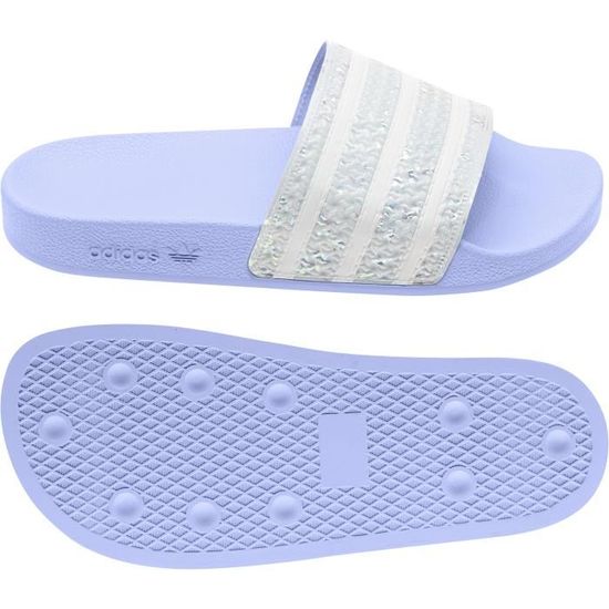 Claquettes femme adidas Adilette Shiny Rose blanc rose