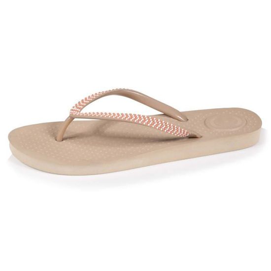 Isotoner Tongs unie beige femme Cdiscount Sport