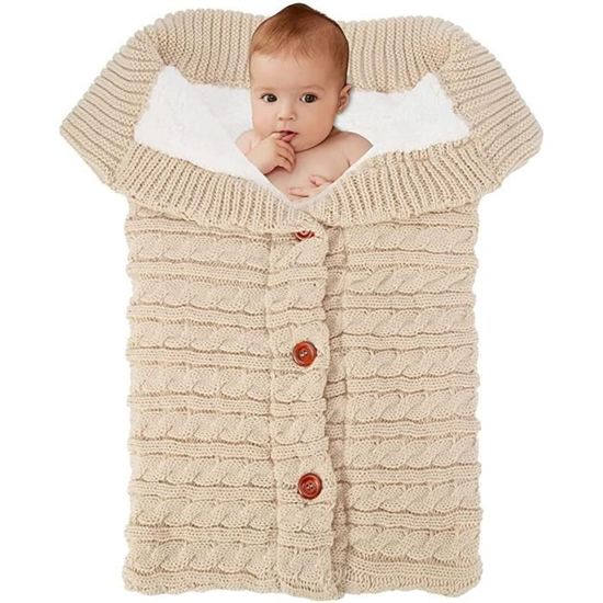 XJYDNCG Nid d'ange - Bébé Enfants Toddler Épais Tricot Doux Couverture Chaude Swaddle Sac De Couchage - 80 cm - Beige