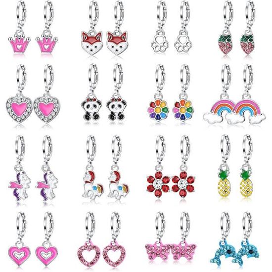 16 Paires Boucles D'Oreilles Ruban Rose - Sensibilisation Cancer Du Sein, Cuir Artificiel Léger