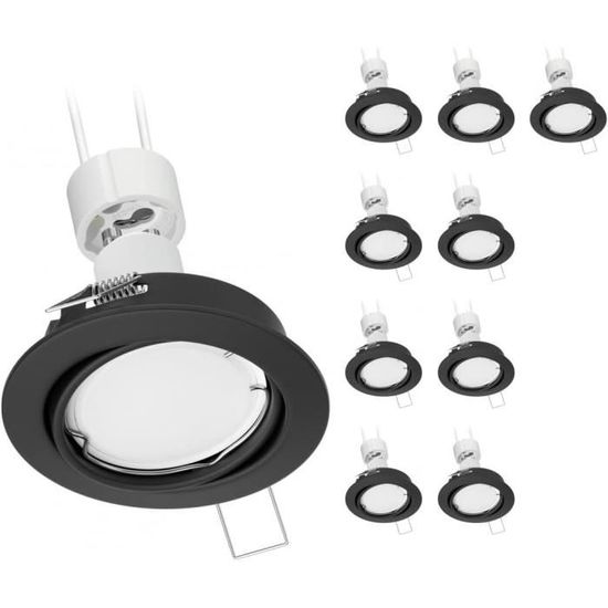 5 Cadres D'Encastrement Pour Plafond FERE - Noir Mat - Pivotant 30° - Compatible GU10/GU5.3