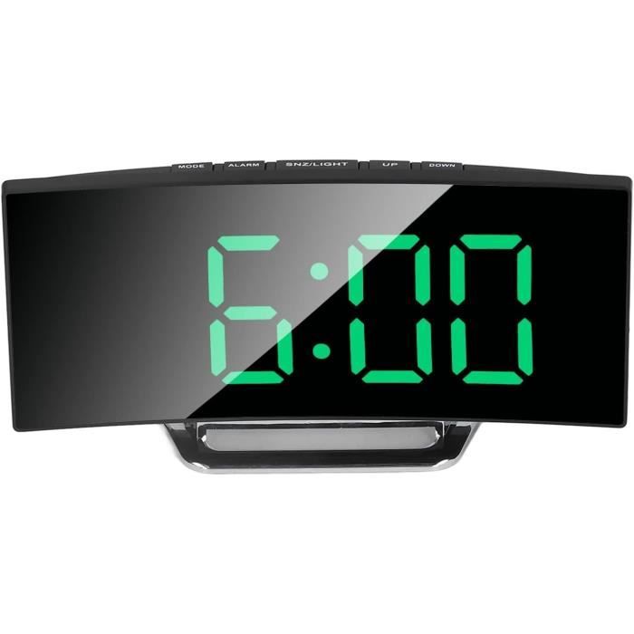 Réveil Numérique LED Geieold Avec Chargeur - Température, Humidité, Horloge Intelligente En Bois Marron