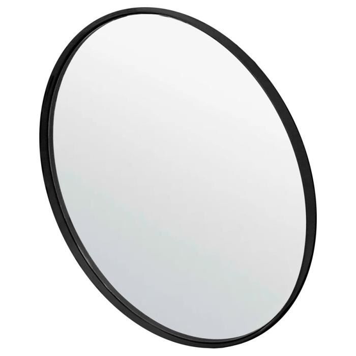 Miroir design rond noir 'BELLO' avec une structure en métal