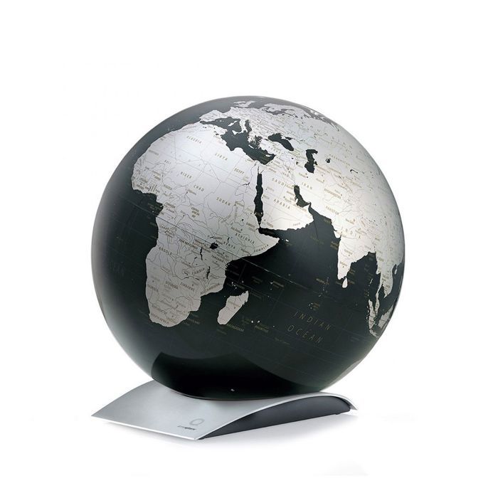 Globe terrestre à poser sur socle design noir métallisé