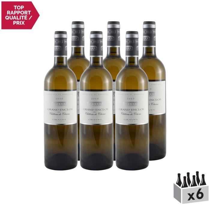 Grand Enclos du Château de Cérons Graves Blanc 2010 - Lot de 6x75cl - Vin AOC Blanc de Bordeaux - Cépages Sauvignon Blanc, Sémillon