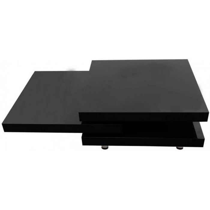 Tables basses Table basse noir laque carree pivotante 3 plateaux