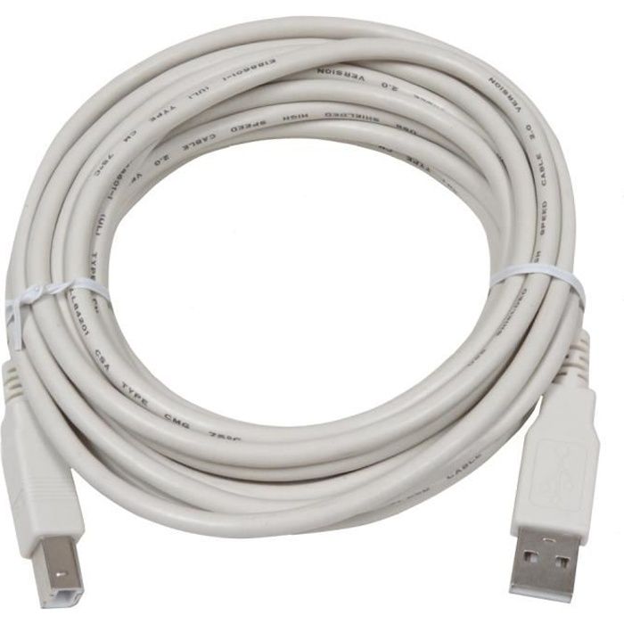 Câble cordon pour imprimante USB A-B 5m 5 mètres