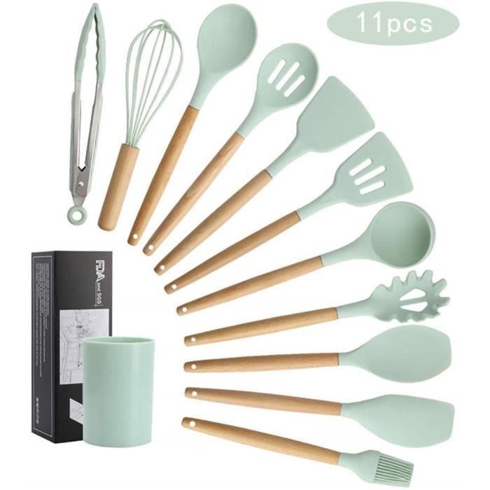 Ustensile Ensembles - 12 Pièces Ustensiles De Cuisine Spatule Silicone Set, Set Résistant À La Chaleur Batterie De Cuisine avec Boît