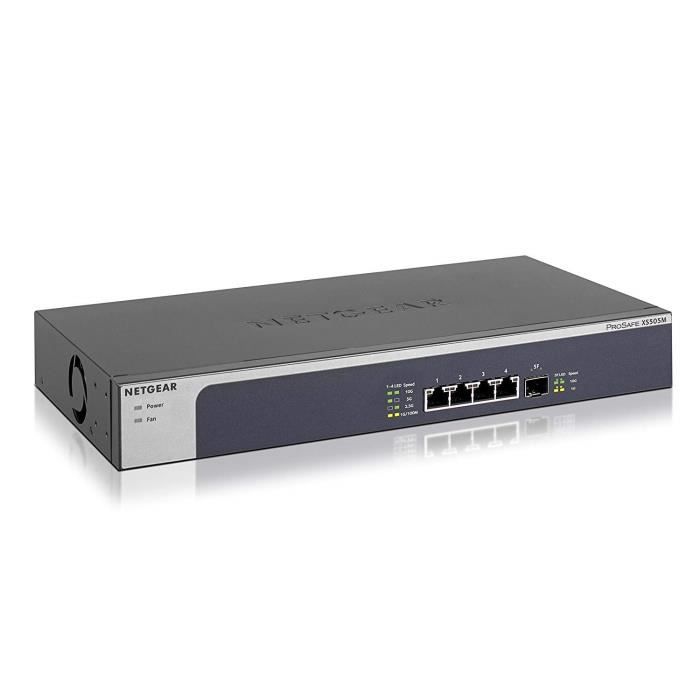 NETGEAR XS505M-100EUS Switch non Manageable ProSAFE XS505M 4 ports 100Mb, 1, 2.5, 5 ou 10 Go + 1 port SFP+ Go-10 Go- Garantie à v