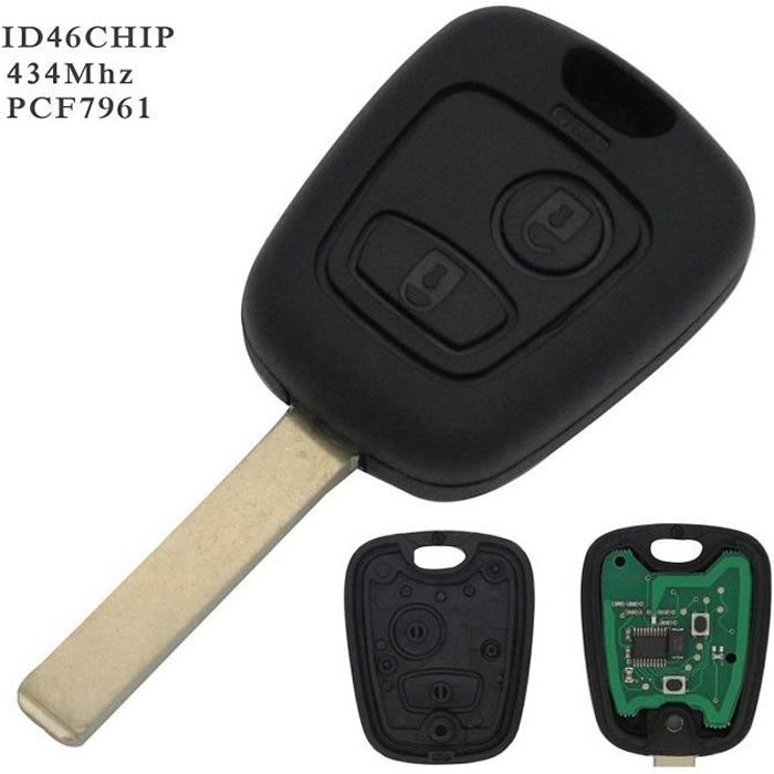 Clé complète avec électronique à Programmer PLIP Peugeot 107 207 307 407 106 206 306 406 Citroen C1 C2 C3 C4 C5 C6 C8 Xsara Saxo