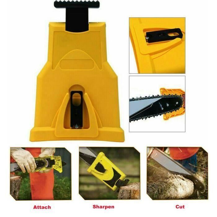 Affûteuse de chaîne d'affûteuse de dents pour tronçonneuse à chaîne - Auto-affûtage Jaune,Avec Pierre à aiguise