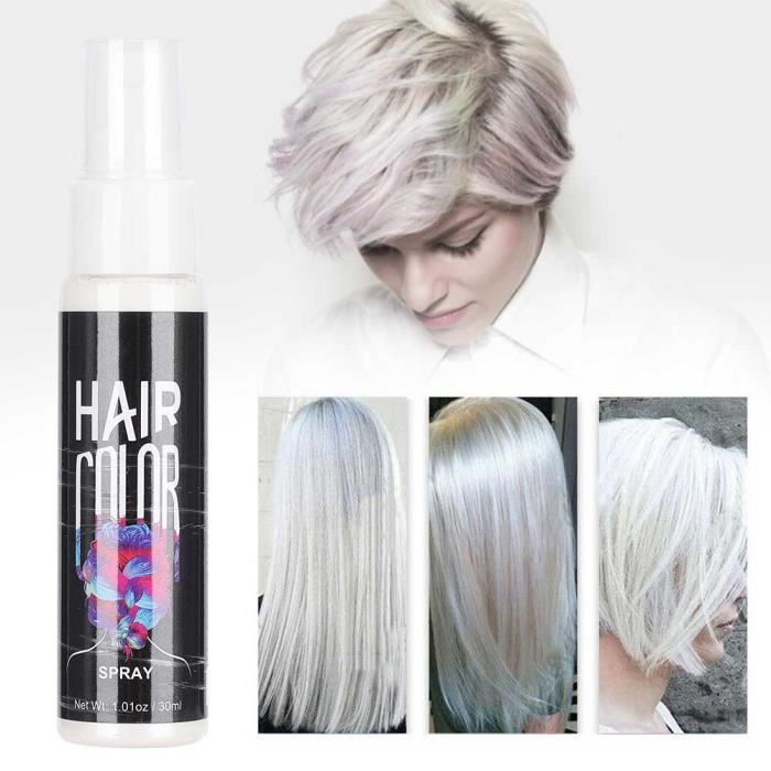 Teinture pour cheveux Spray DIY de Colorant Cheveux Jetable Unisexe Nourrissant Temporaire Modélisation de Salon 30ml(blanc )