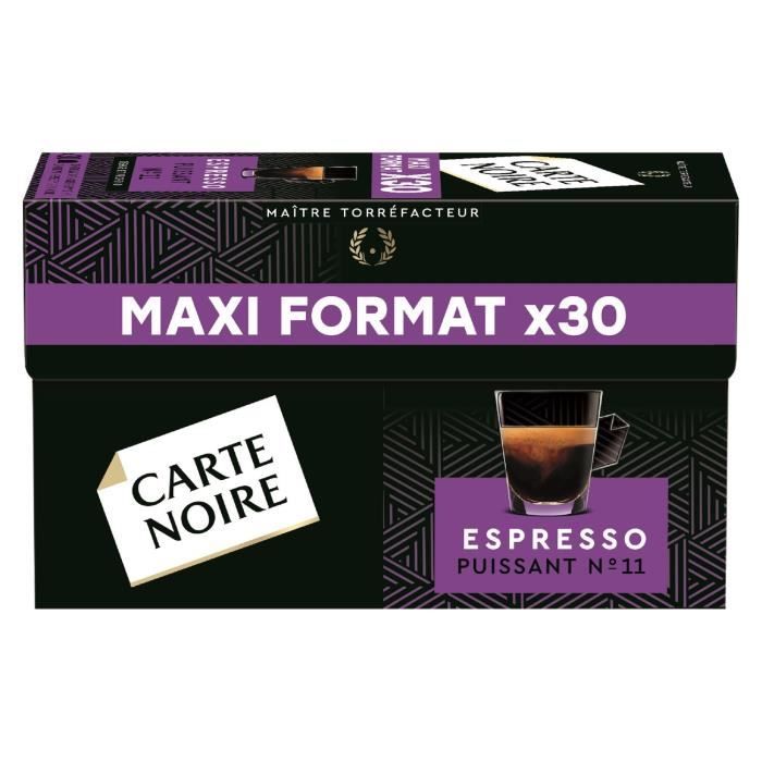 CARTE NOIRE Café capsules Espresso Puissant n°11 Compatible Nespresso - Boite de 30 capsules - 168g