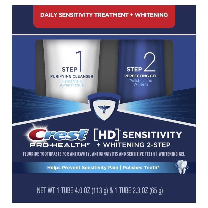 Crest Pro Health HD Dentifrice Dentifrice Blanchissant Les Dents Système Quotidien En Deux Étapes - 4,0 onces et 2,3 onces.