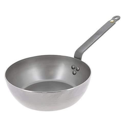 DE BUYER -   5614.28 'Mineral B Element' Poêle Paysanne Ronde - Revêtue de Cire d'Abeille - Tôle d'Acier Blanche - Diamètre 28 cm