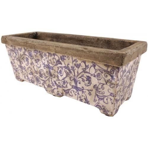 Jardinière en céramique bleue patinée