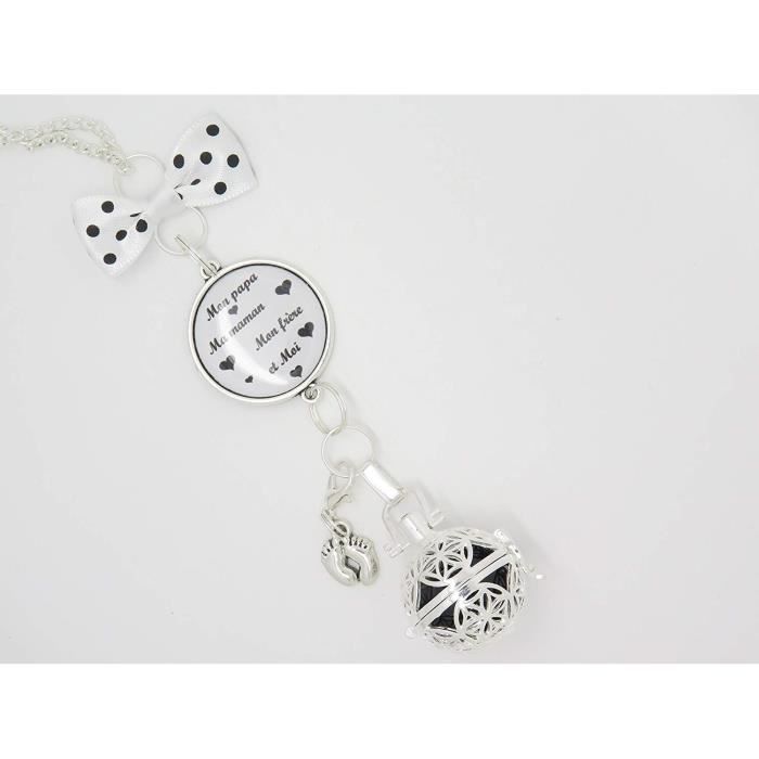 Bola de grossesse argent plaqué personnalisable avec cabochon cadeau baby shower future maman grossesse