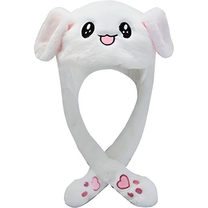 oreilles de lapin avec lapin Squeeze subnet bonnet rouge argent joli chaud oreilles bouger lapin blanc chapeau casquette