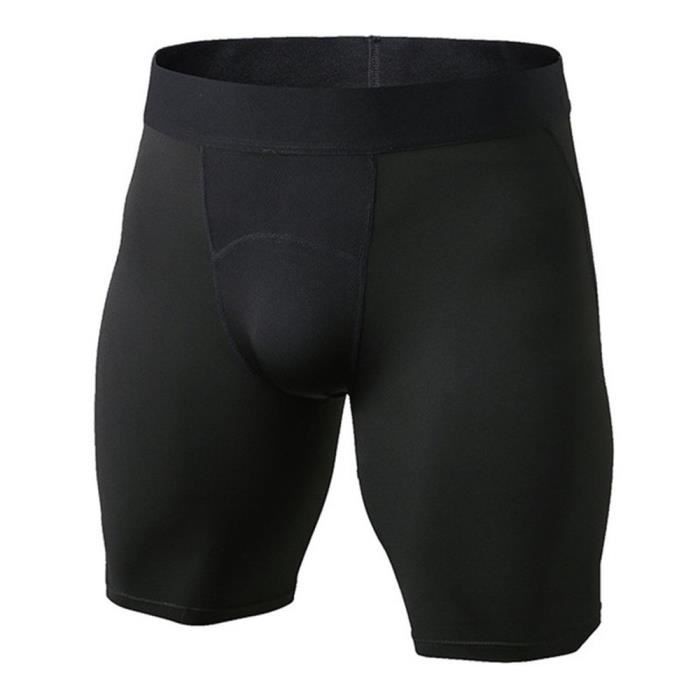 Hommes Shorts Court Sport Compression Élastique Leggings Short Slim Collant Cyclisme Fitness Séchage Rapide Noir