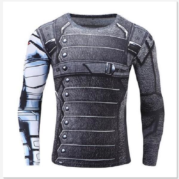 T-shirt Homme,2021 plus récent à manches longues 3D t-shirt hommes hauts punisseur super-héros crane Superman t-shirt hommes Fitnes