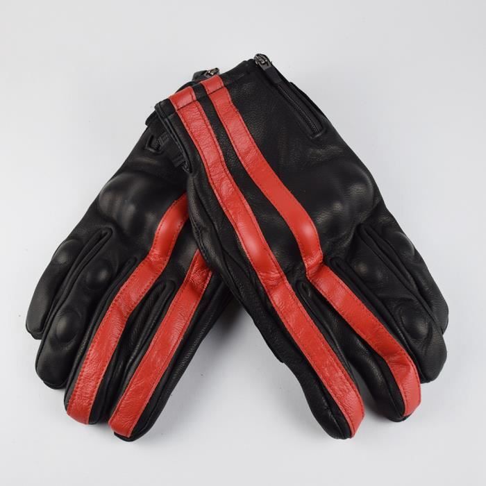 Gants de moto,Gants de Moto rétro marron pour hommes, en cuir véritable, pour écran tactile, Vintage, pour Motocross