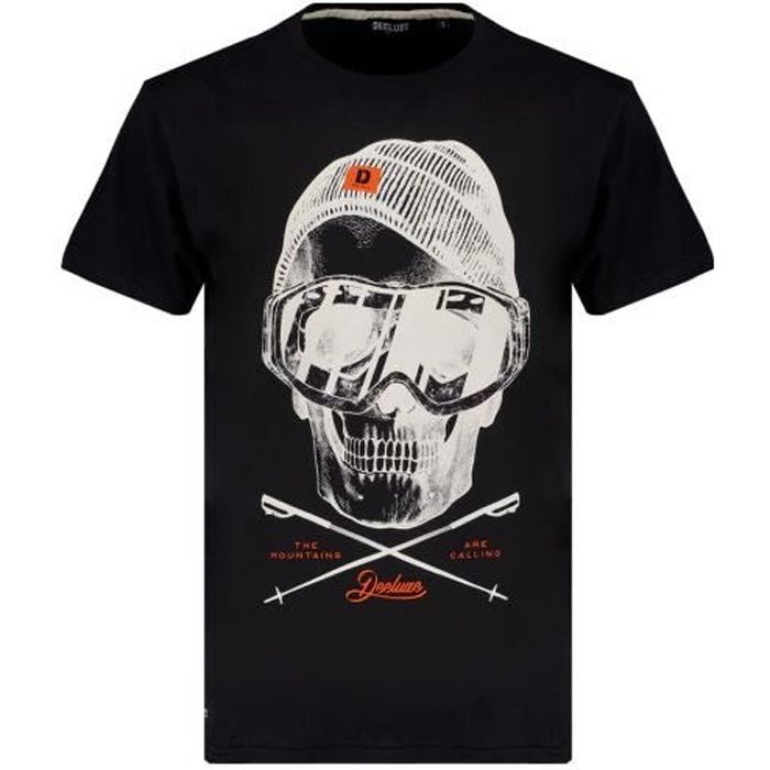 DEELUXE T-shirt dessin tête de mort LANDY Black