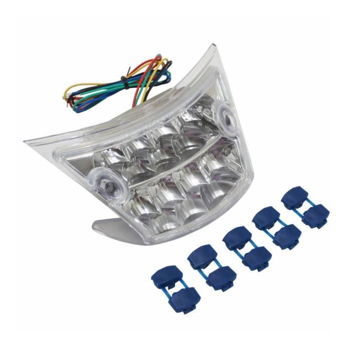 Feu arriere universel replay avec clignotants scoot lexus blanc a leds pour piaggio 50 zip -homologue ce