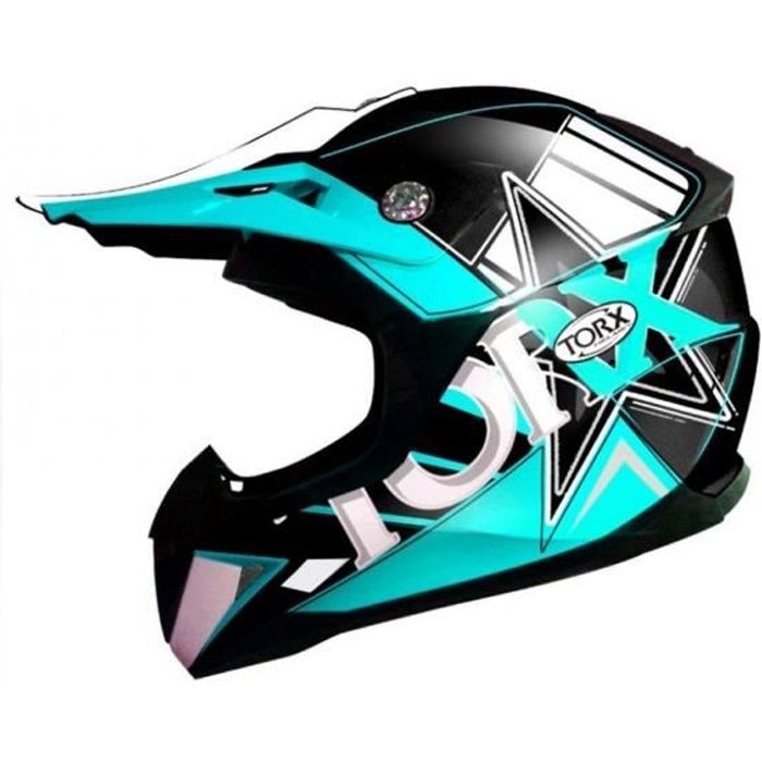 Casque intégral de motocross bleu pour enfant Torx Peter Kid Fluo blue Taille S