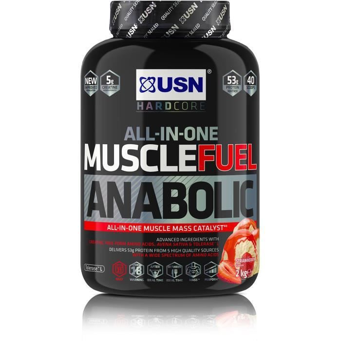USN Prise de masse Muscle Fuel Anabolic - Fraise - 2 kg