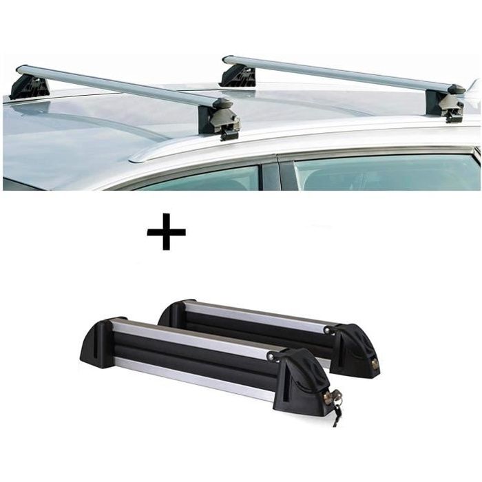 VDP Galerie pour Véhicules CRV120A + Porte-Skis/Porte-Surfs/Porte-Skis Aluminium 4 Paire Ski Compatible Avec Audi A6 Break (C7)...