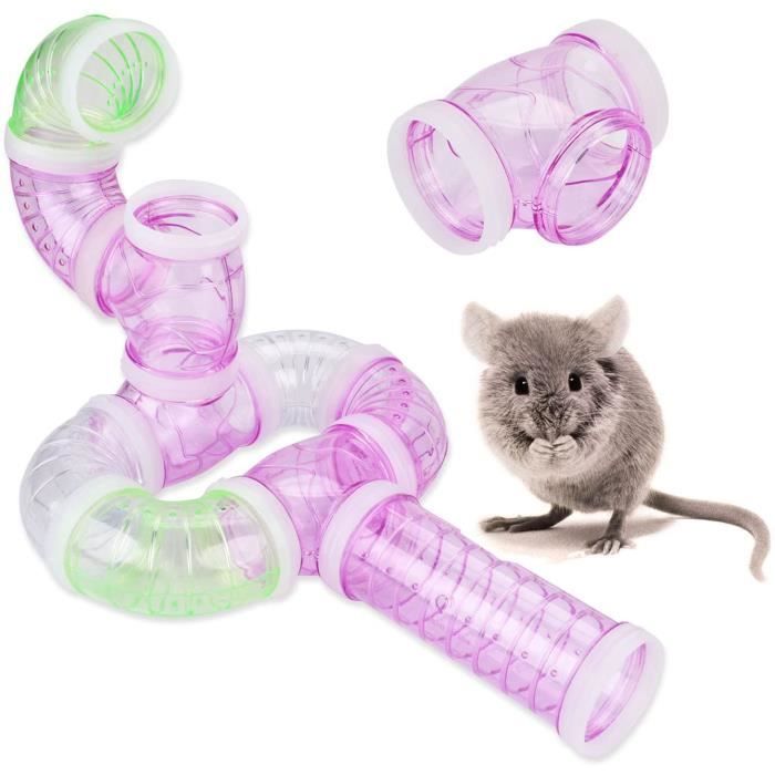 Lot de 7 Tubes de cage Hamster tunnels DIY multifonctionnel jouer Tunnel jouet tunnels Tube de jouer avec connecteur Bague@M968