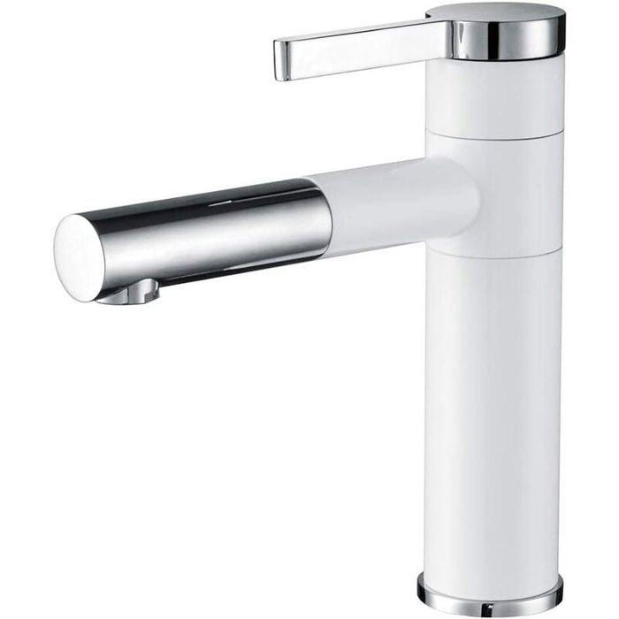 Robinet de lavabo Robinet de lavabo de salle de bain Robinet de lavabo en laiton blanc 360°