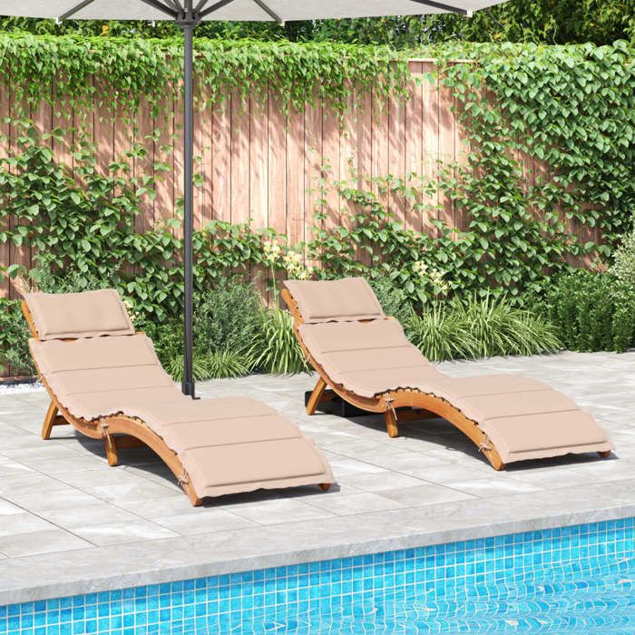 vidaXL Chaises longues lot de 2 Acacia - vue 6