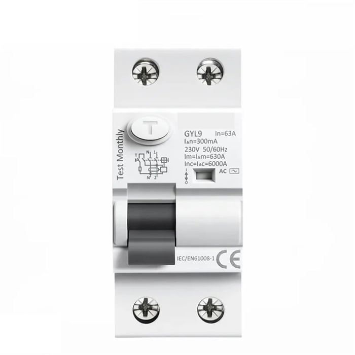 Disjoncteur Gyl9 Ac Type RCCB Disjoncteur à Courant Résiduel électromagnétique AC ELCB 2 Pôles 2 5a 40a 63a 80A 100a RCD 3 0mA 100mA 300mA (Color : 100ma, Size : 2P 25A